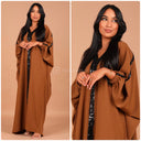 Abaya mit V-Ausschnitt und Pailletten in der Mitte