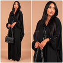 Abaya mit V-Ausschnitt und Pailletten in der Mitte