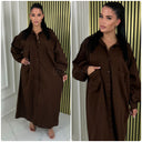 V Neck Blouse Maxi Double Pocket Detail