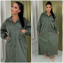 V Neck Blouse Maxi Double Pocket Detail