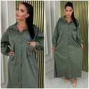 V Neck Blouse Maxi Double Pocket Detail