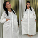 V Neck Blouse Maxi Double Pocket Detail