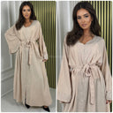 Kleid mit V-Ausschnitt und Diamant-Bindegürtel
