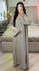 V Neck Dress Embroidery Sleeves