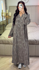 V Neck Flower Embroidery Maxi Dress