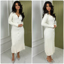 V Neck Knit Dress Golden Buttons