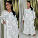 Maxikleid mit V-Ausschnitt und runder Stickerei