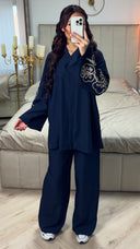 V Neck Set Embroidery Sleeves