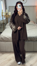 V Neck Set Embroidery Sleeves