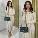 V Neck Stripes Splits CLD-584