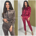 Velvet 2pcs Zip Set Chest Pockets 336-1