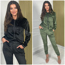 Velvet 2pcs Zip Set Chest Pockets 336-1