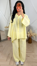 Oversized Tweedelige Blouse Set met Wide Leg Broek