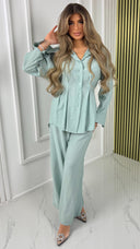 Waist Detail Blouse Set