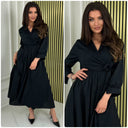 Wrap Dress Tie Belt Pleated