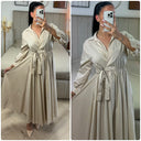 Wrap Dress Tie Belt Pleated