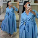 Wrap Dress Tie Belt Pleated