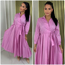 Wrap Dress Tie Belt Pleated