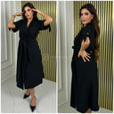 Kleid mit Wickel- und Bindegürtel und Ärmeln zum Binden