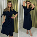 Kleid mit Wickel- und Bindegürtel und Ärmeln zum Binden