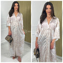 Tie Belt Oriental Satin Maxi Blouse Dress Tiktok Hit