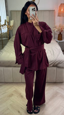 Zipper Essential Burkini Split Sleeve Detail + Hijab -Tie Belt