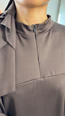 Zipper Essential Burkini Split Sleeve Detail + Hijab -Tie Belt