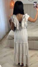 Maxi Jurk met Ruffle Detail en Elastische Taille