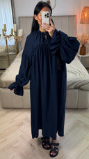 Maxi Jurk met Strikdetail en Ruches – Viscoseblend