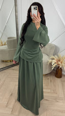 Luxe Rok Set met Hoge Hals en Taillelint