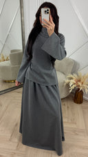 Luxe Rok Set met Hoge Hals en Taillelint