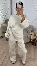 Two-Piece Fleece Soft Sweater Set met Strikdetail