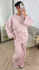 Two-Piece Fleece Soft Sweater Set met Strikdetail