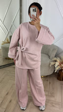 Two-Piece Fleece Soft Sweater Set met Strikdetail