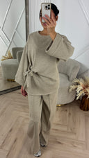 Two-Piece Fleece Soft Sweater Set met Strikdetail