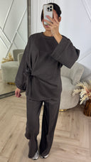 Two-Piece Fleece Soft Sweater Set met Strikdetail