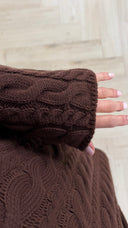 Oversized Cable Knit Trui met Wijdvallende Mouwen