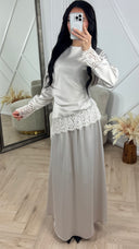 Satijnen Two-Piece Set met Kantdetails