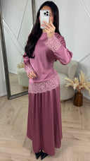 Satijnen Two-Piece Set met Kantdetails