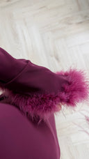 PRE ORDER Abaya Maxi Jurk met Feather Manchetten en Taillekoord WORDT 16-03 VERZONDEN