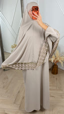 Khimar Maxi Jurk met Kantafwerking