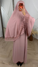 Khimar Maxi Jurk met Kantafwerking