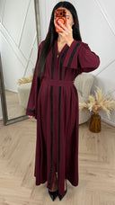 Abaya Maxi Jurk met Ritssluiting en Sierband