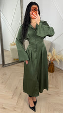 Blouse Maxi Jurk met Kraag en Taillelint