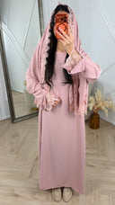Abaya Jurk met Losse Hoofddoek en Kantafwerking