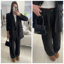 Multi Pockets Blazer+ Pantalon Wide Leg Set