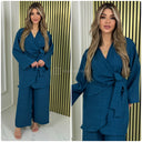 Beautiful Oversized Wrap Tie Belt Wide Leg Set