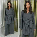 Beautiful Oversized Wrap Tie Belt Wide Leg Set