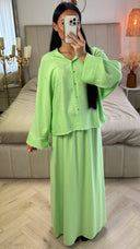Tweedelige Set met Losvallende Blouse en Maxi Rok – Viscoseblend