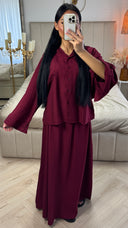 Tweedelige Set met Losvallende Blouse en Maxi Rok – Viscoseblend